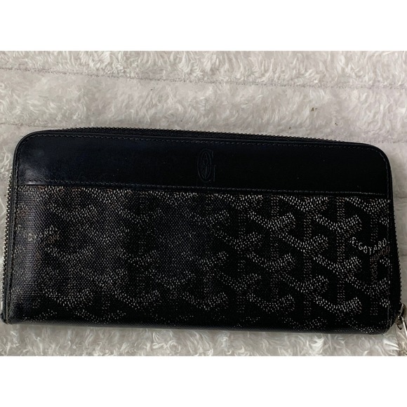 Goyard Handbags - Goyard Matignon GM Zip Around Wallet Black Goyardine Canvas with COA #884